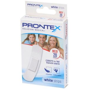 Cerotto Prontex White Strips In Tessuto Non Tessuto Bianco Sterile Scatola 20 Cerotti Medi
