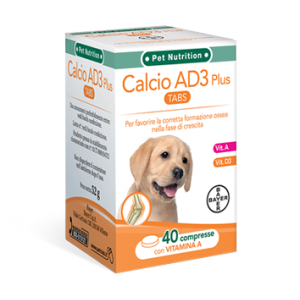 Bayer Pet Calcio Ad3 Solubile Sviluppo Integratore Ossa Cane 40 Compresse