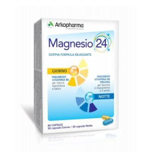 Magnesio 24 Integratore Alimentare 30 Arkocapsule Giorno + 30 Arkocapule Notte