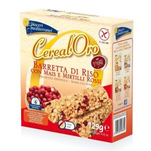 Piaceri Mediterranei Cerealoro Barretta di Riso i Mais e Mirtilli Rossi Senza Glutine 6x21,5g