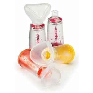 Camera Distanziatrice per Erogatori Spray Predosati L'espace 220ml per Adulti Spazio Morto 88ml i Maschera Valvola Inspirazione 2 Valvole Espirazione Codice Colore Magenta