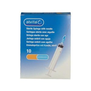 Siringa per Infusione e Irrigazione Alvita 5ml i Ago 23 Gauge 1 1/4 0,6x30mm 10 Pezzi