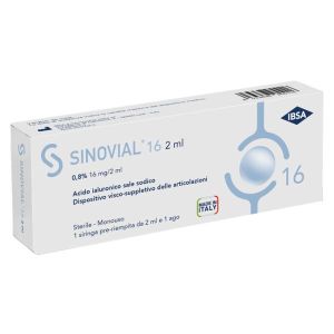 Siringa Intra-articolare Sinovial 16 Acido Ialuronico Sale Sodico 0,8% 16mg/2ml 2ml + Ago 21 Gauge