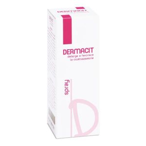 Dermacit Spray Flacone Cilindrico In Pe Bianco i Tasto Erogatore Spray In Pp Bianco e Cappuccio Salvatasto Trasparente,dispositivo Medico 1 Pezzi