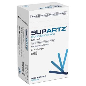 Siringa Preriempita Intra-articolare Supartz Acido Ialuronico 25mg 2,5ml 3 Pezzi