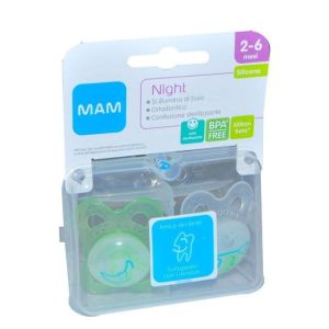 Mam Succhietto Original Night 2-6 Mesi Silicone 2 Pezzi