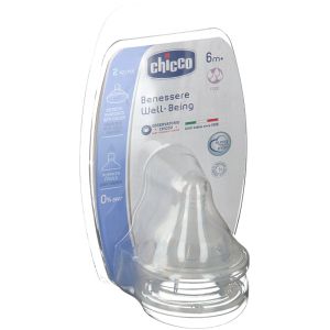 Chicco Tettarella Perfect5 Anti-colica Silicone Flusso Pappa +6m 2 Pezzi