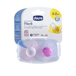 Chicco Succhietto Physio Micrò Girl Silicone 0-2 Mesi 2 Pezzi