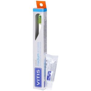 Vitis Medium Access Spazzolino i Testina Piccola e Setole Medie + Dentifricio Gingival 15ml