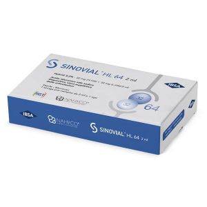Siringa Intra-articolare Sinovial Hl 64 Acido Ialuronico Sale Sodico 3,2% 32mg H-ha + 32mg H-la/2ml 2ml