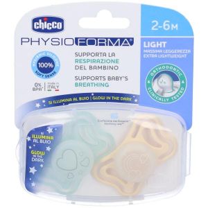 Chicco Succhietto Light Lumi Silicone 2 Pezzi 2-6 Mesi