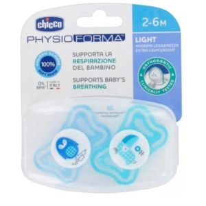 Chicco Succhietto Light Blu Silicone 2-6m 2 Pezzi