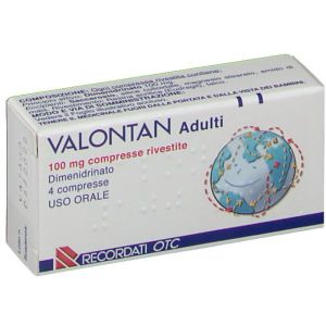 Valontan Adulti 100mg Dimenidrinato Antinausea 4 Compresse Rivestite