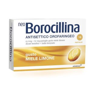 Neo Borocillina Antisettico Orofaringeo 6,4mg + 52mg Limone e Miele 16 Pastiglie