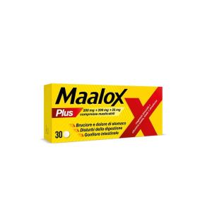 Maalox Plus Contro Bruciore, Cattiva Digestione, Iperacidità di Stomaco, 30 Compresse