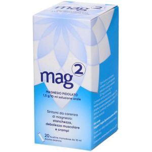 Mag2 Magnesio Pidolato Contro Stanchezza, Debolezza Muscolare 20 Bustine  10ml 1,5 G/10ml Globuli Contenitore MONOdose