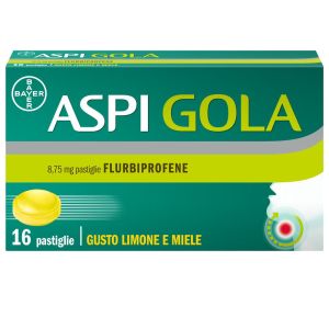 Aspi Gola 16 Pastiglie Flurbiprofene Gola Infiammata e Mal di Gola Gusto Limone Miele