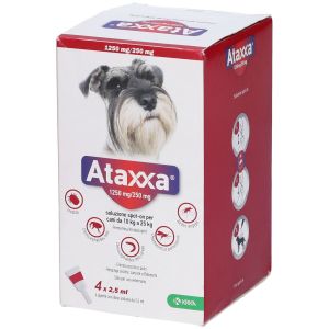 Ataxxa Spot-on Soluzione 4 Pipette 2,5ml 1.250mg + 250mg Canida 10 A 25Kg