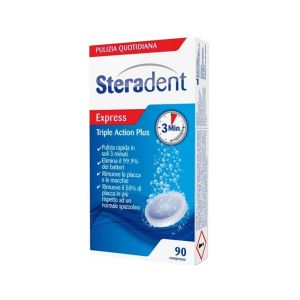 Steradent Triple Action Plus Pulizia Dentiera 90 Compresse Effervescenti