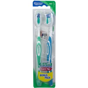 Gum super tip 463 compact spazzolino medio bonus pack 2 pezzi