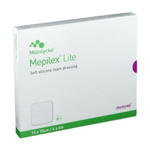 Schiuma di Poliuretano Assorbente Sottile i Strato di Contatto In Silicone Morbido Mepilex Lite 15x15 5 Pezzi