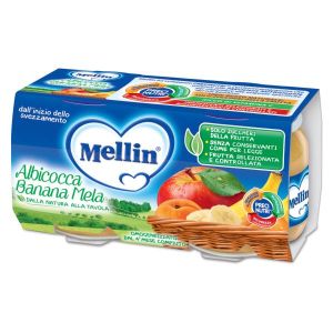 Mellin Omogeneizzato di Frutta Albicocca Mela e Banana 2 X 100g