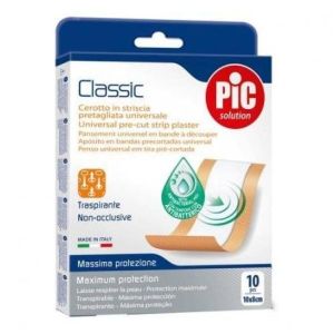 Cerotto Pic Classic Striscia 10x8 Cm Antibatterico 10 Pezzi