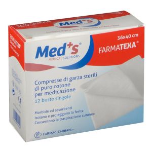 Med's Farmatexa Compresse di Garza Sterile 36x40 Cm 12 Buste Singole