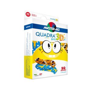 Master Aid Quadra 3D Boys Cerotti Assortiti TNT Colorati Resistenti 20 Pezzi