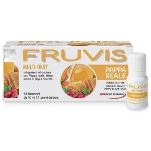 Fruvis Multi-fruit Pappa Reale Integratore per Stanchezza 12 Flaconcini