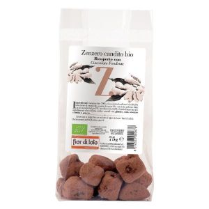Fior di Loto Zenzero Candito Bio Ricoperto di Cioccolato Fondente 75g