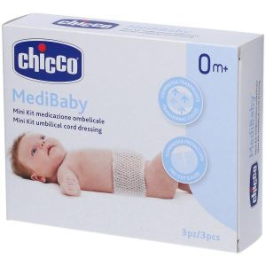 Mini Kit Medicazione Ombelicale Chicco Medibaby 3 Bende A Rete Elastica Calibro 6 + 3 Garze Ombelicali Tnt 10x10 Cm