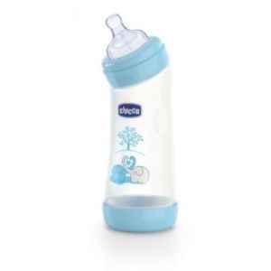 Chicco Biberon Well Being Angolato In Polipropilene Boy da 250ml Normal Silicone