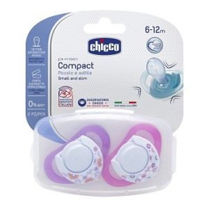 Chicco Succhietto Physio Compact in Silicone Girl 6-12m 2 Pezzi