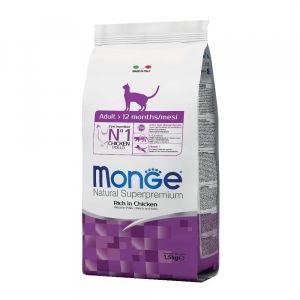 Monge Ricco di Pollo Cibo Secco Gatti Adulti Sacco 1,5Kg