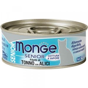 Monge Jelly Senior Filetti di Tonno e Alici Cibo Umido per Gatti Età Avanzata 80g