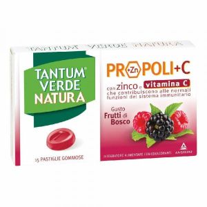 Tantum Verde Natura Propoli+c i Zinco e Vitamina C 15 Pastiglie Gommose Gusto Frutti di Bosco