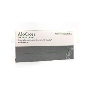 Soluzione Oftalmica Lubrificante A Base di Acido Ialuronico Sale Sodico Cross Linkato 0,20% Alocross 15 Oftioli 0,35ml