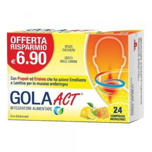 Gola Act Miele Limone Integratore per La Gola 24 Compresse Orosolubili