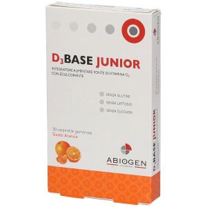Abiogen D3base Junior Integratore di Vitamina D Bambini 30 Caramelle Arancia