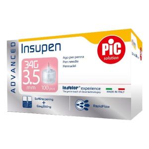 Ago Penna Insulina Pic Insupen Advanced Gauge 34x3,5mm 100 Pezzi