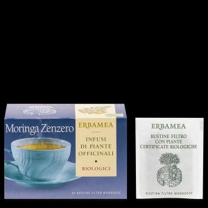 Erbamea Infuso Moringa e Zenzero 20 Bustine Filtro  Globuli Contenitore MONOdose