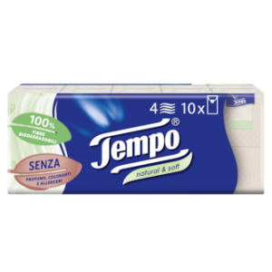 Tempo Fazzoletti Natural&soft 10 Pezzi da 9 Fazzoletti