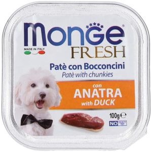 Monge Fresh Paté Bocconcini i Anatra Cibo Umido per Cani Adulti 100g