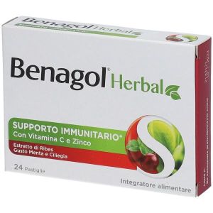 Benagol  Herbal Supporto Immunitario i Vitamina C e Zinco Gusto Menta e Ciliegia