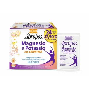 Apropos Magnesio e Potassio i Carnitina 24 Bustine Solubili da 3,5g Gusto Arancia Senza Zuccheri