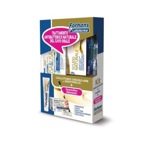 Forhans Kit Lattoferrina Trattamento 1 Forhans Dentifricio Scudo Naturale 75ml + 1 Collutorio Granulare Dosa & Usa + 1 Spazzolino Medico Omaggio