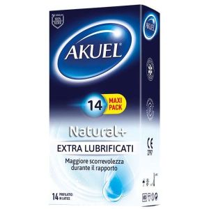 Akuel Natural+ Profilattici Extra Lubrificati 14 Pezzi