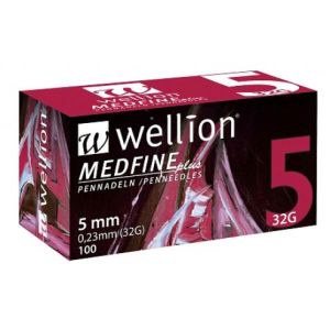 Ago per Penna da Insulina Wellion Medfine Plus 5 32 Gauge Lunghezza 5mm 100 Pezzi