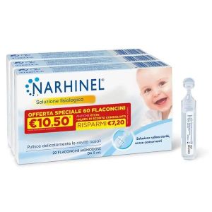 Narhinel Soluzione Fisiologica Salina Isotonica per Naso Chiuso Formato Offerta 60 Flaconcini